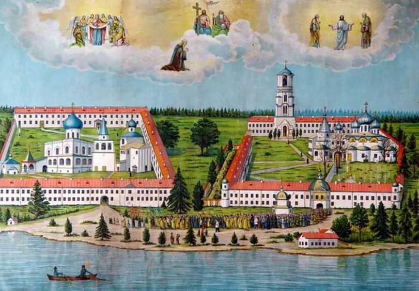 Старинное изображение Свято-Троицкого монастыря